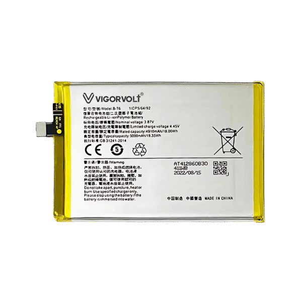 Vigorvolt Original Mobile Battery for Vivo T1 5G / Iqoo Z6 5G / Iqoo Z6 Lite 5G (B-T6)