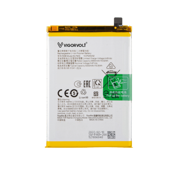 Vigorvolt Original Mobile Battery for Realme 9 (BLP 909)