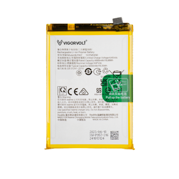 Vigorvolt Original Mobile Battery for Realme 10 4G (BLP 957)