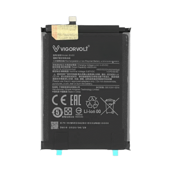 Vigorvolt Original Mobile Battery for Xiaomi Redmi Note 9 Pro max (BN 53)